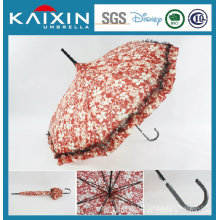 Manual aberto em linha reta Lace Bording Pagoda Umbrella